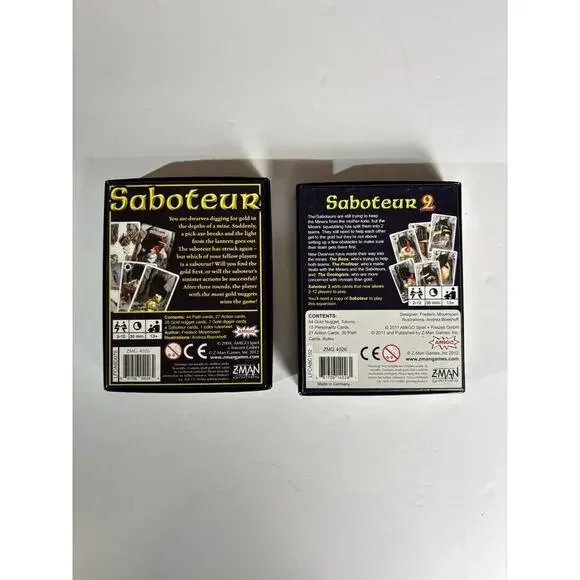 Lot Of Two Games - Saboteur And Saboteur 2 Complete Card Game Sets VG Condition - Picture 8 of 16